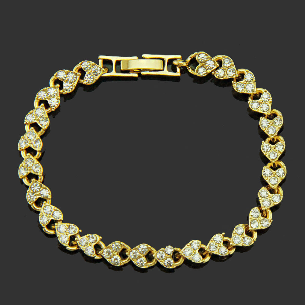 Brăţară simplă Brăţară cu diamante naturale, cristal, zirconiu cubic, argint, aur, roz, aur, ornament.