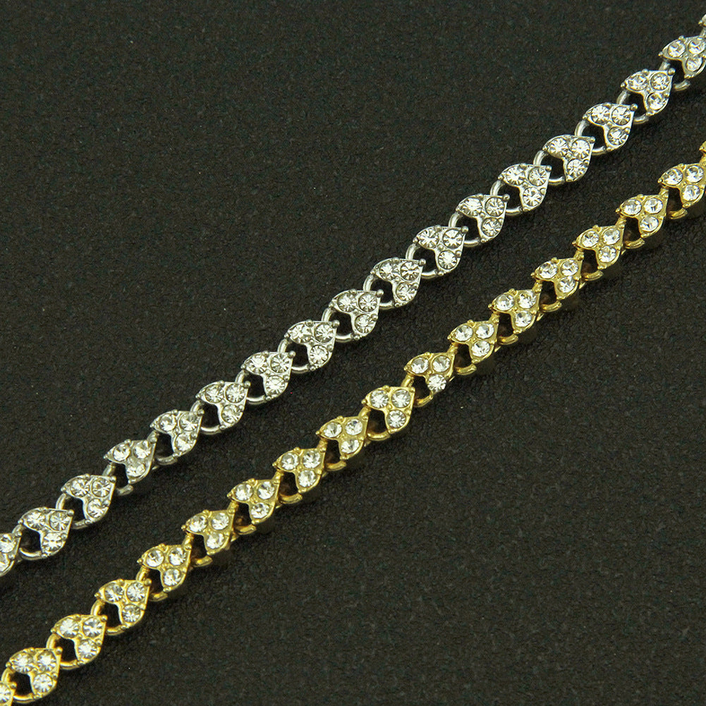Brăţară simplă Brăţară cu diamante naturale, cristal, zirconiu cubic, argint, aur, roz, aur, ornament.