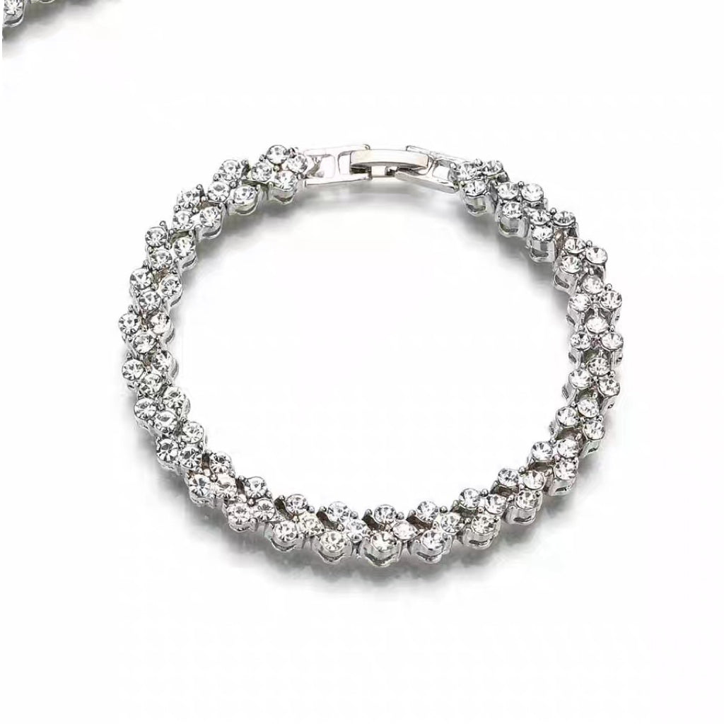 Brăţară simplă Brăţară cu diamante naturale, cristal, zirconiu cubic, argint, aur, roz, aur, ornament.