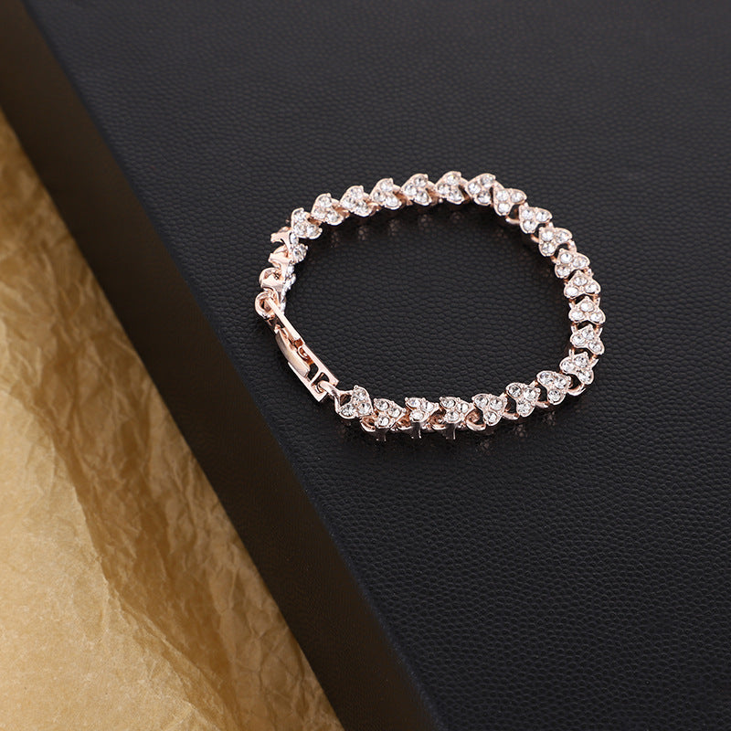 Brăţară simplă Brăţară cu diamante naturale, cristal, zirconiu cubic, argint, aur, roz, aur, ornament.