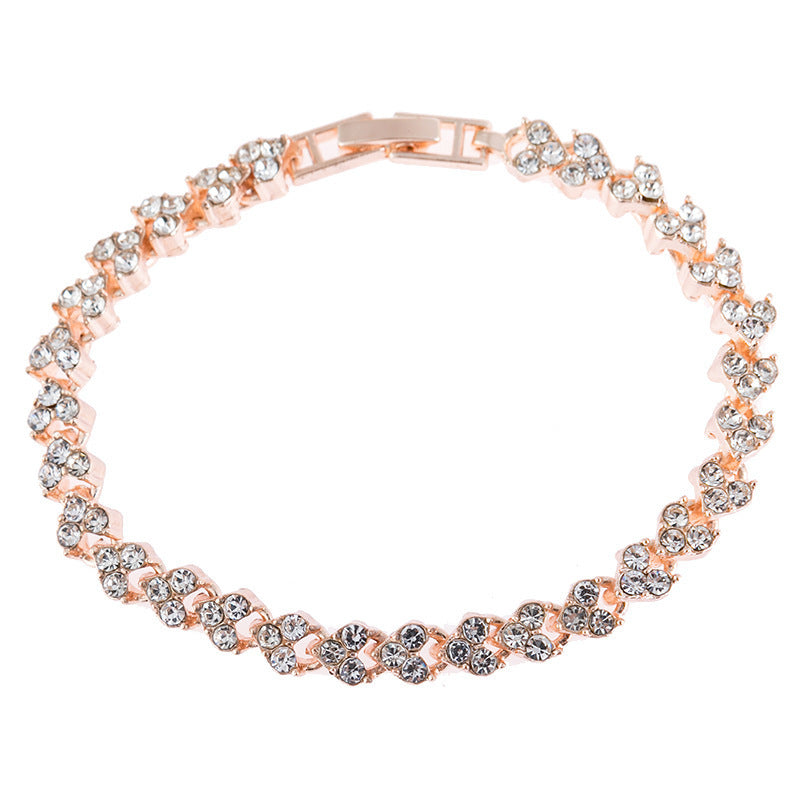 Brăţară simplă Brăţară cu diamante naturale, cristal, zirconiu cubic, argint, aur, roz, aur, ornament.