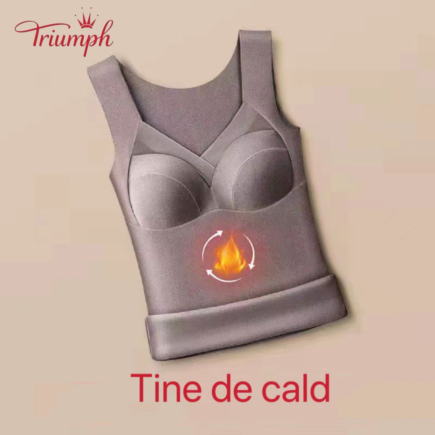 Triumph-Livrare Gratuită,Pachet de 3 Lenjerie Termică,Plus Catifea Tine de Cald,Super elastic,Cu Pernuță Pentru Piept