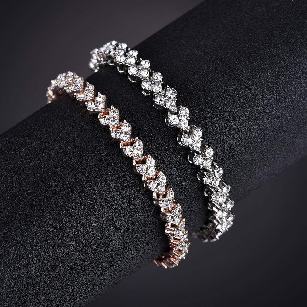 Brăţară simplă Brăţară cu diamante naturale, cristal, zirconiu cubic, argint, aur, roz, aur, ornament.
