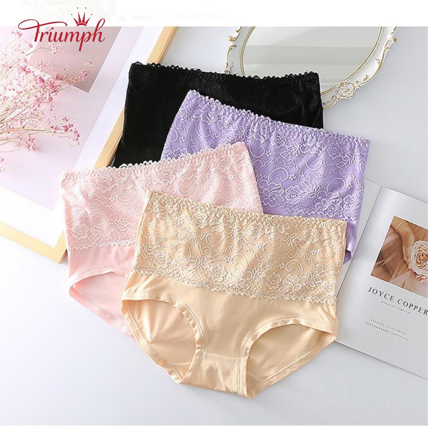 Triumph - Livrare Gratuită,Pachet de 4 Chiloți Din Dantelă, Strânge Burta, Ridicare Fund, Elasticitate Ridicată