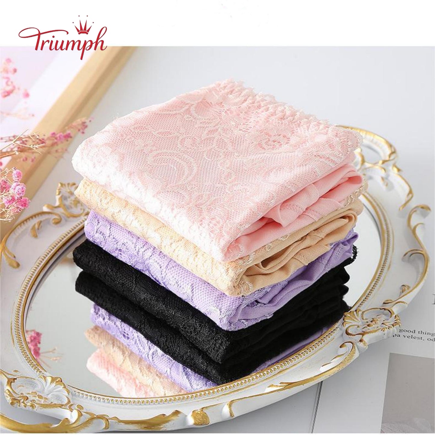 Triumph - Livrare Gratuită,Pachet de 4 Chiloți Din Dantelă, Strânge Burta, Ridicare Fund, Elasticitate Ridicată