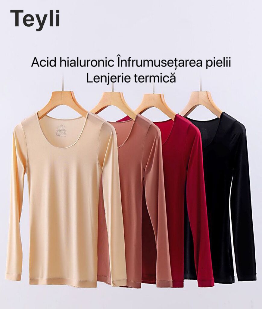 Teyli - Livrare Gratuită,Set de 3 Lenjerie Termică toamnă-iarnă,Conține acid Hialuronic Pentru înfrumusețarea pielii,Lenjerie Termică Extrem de Elastică, Ușoară, Stiințifică și Tehnică