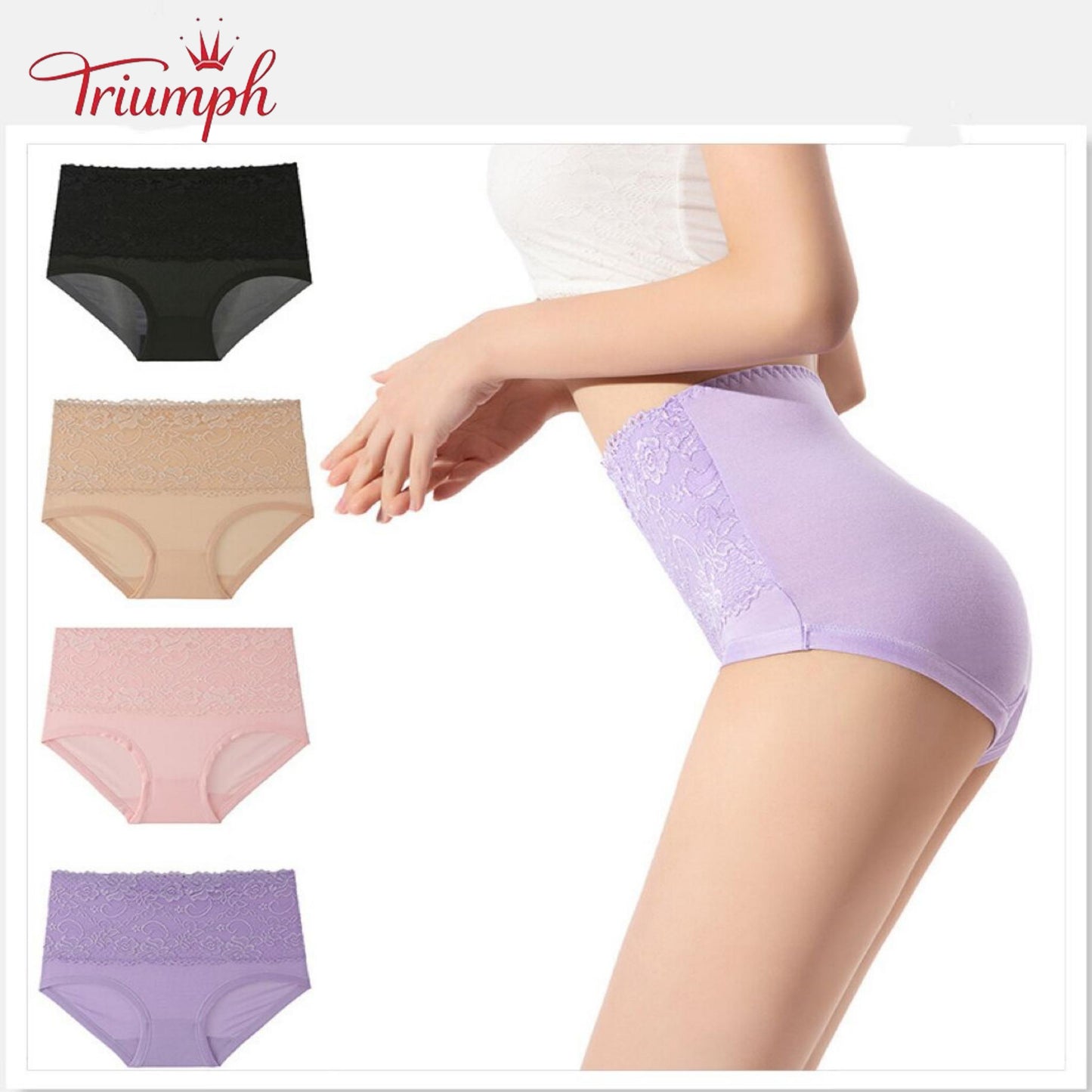 Triumph - Livrare Gratuită,Pachet de 4 Chiloți Din Dantelă, Strânge Burta, Ridicare Fund, Elasticitate Ridicată