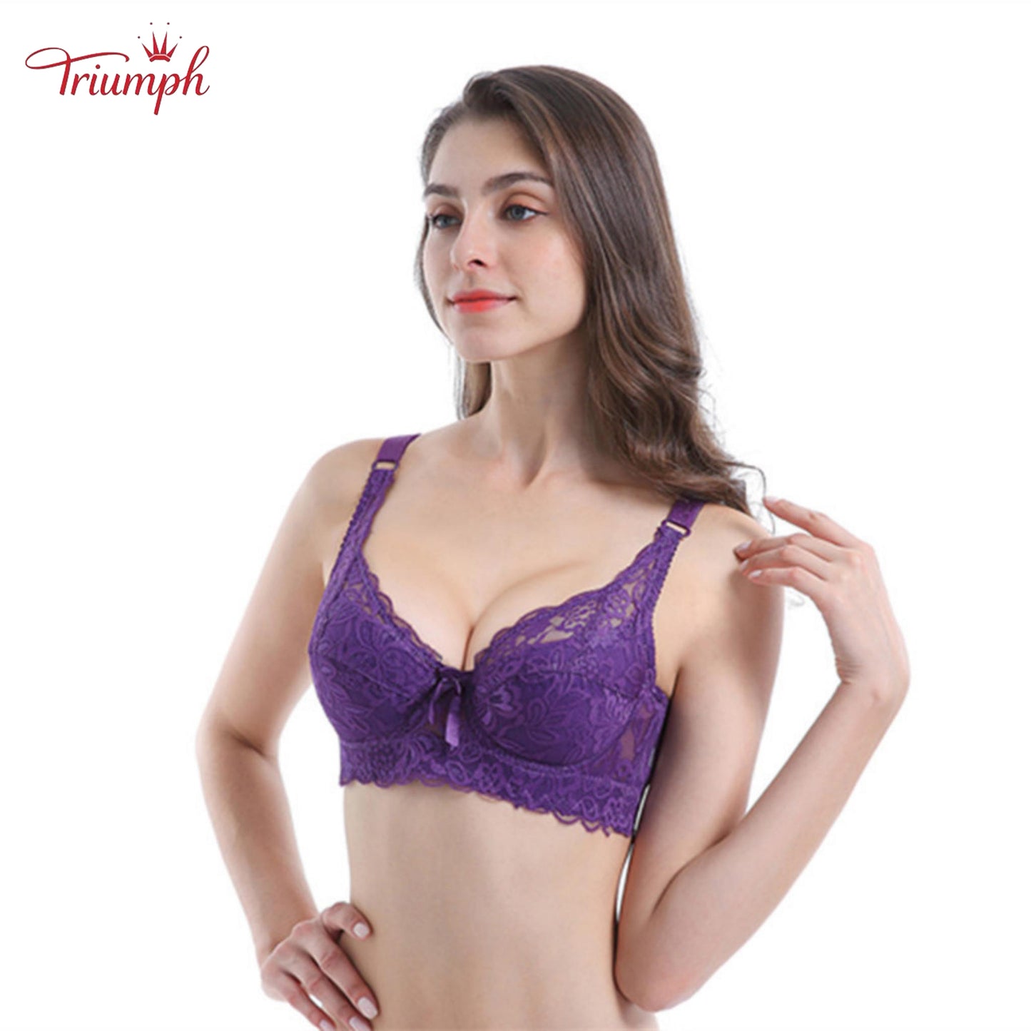 Triumph - Transport gratuit，Pachet de 3 Sutiene Push Up cu Dantela，Moale și Confortabil