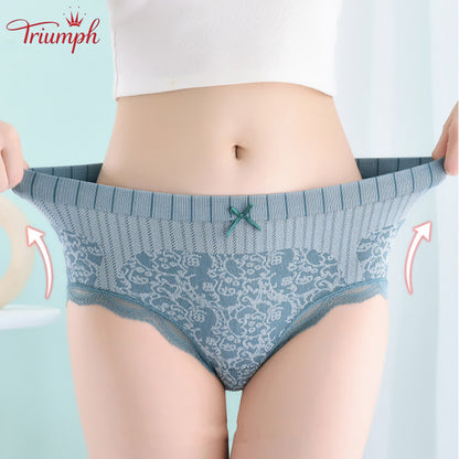 Triumph - Transport Gratuit，4 Perechi de Chiloți Confortabili și Respirabili cu Talie înaltă，Bordura din dantela