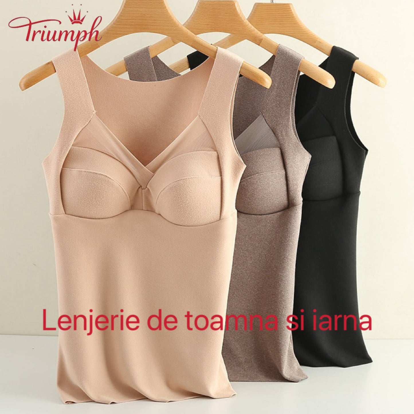 Triumph-Livrare Gratuită,Pachet de 3 Lenjerie Termică，Plus Catifea Tine de Cald，Super elastic，Cu Pernuță Pentru Piept