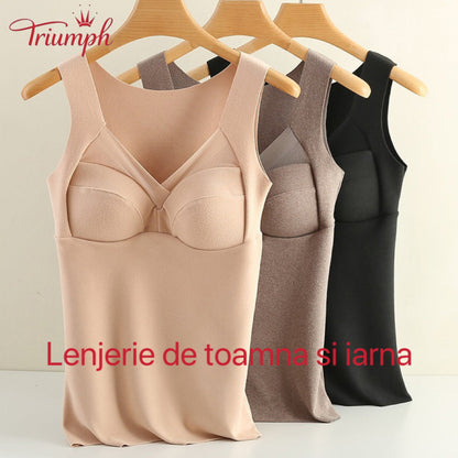 Triumph-Livrare Gratuită,Pachet de 3 Lenjerie Termică，Plus Catifea Tine de Cald，Super elastic，Cu Pernuță Pentru Piept