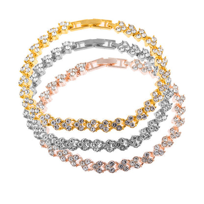 Brăţară simplă Brăţară cu diamante naturale, cristal, zirconiu cubic, argint, aur, roz, aur, ornament.