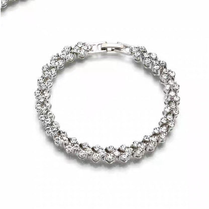 Brăţară simplă Brăţară cu diamante naturale, cristal, zirconiu cubic, argint, aur, roz, aur, ornament.
