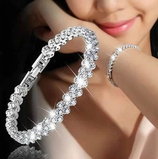 Brăţară simplă Brăţară cu diamante naturale, cristal, zirconiu cubic, argint, aur, roz, aur, ornament.