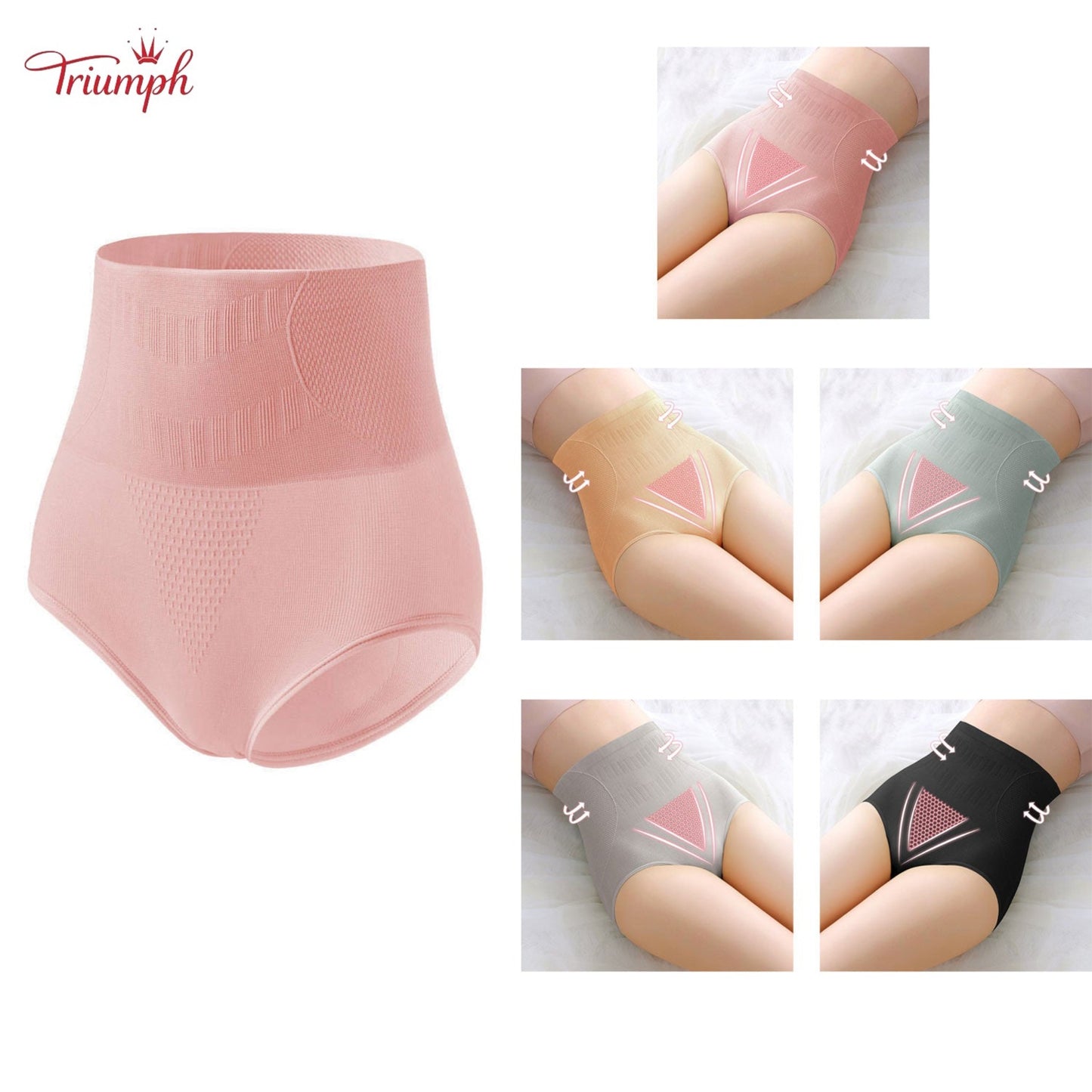 Triumph - Livrare Gratuită,Pachet de 5 articole de modelare pentru femei, lenjerie termică de damă,model pentru corp pentru controlul burticii, sub rochie, lenjerie de corp din grafen cu talie mijlocie extra fermă, chiloți sexy