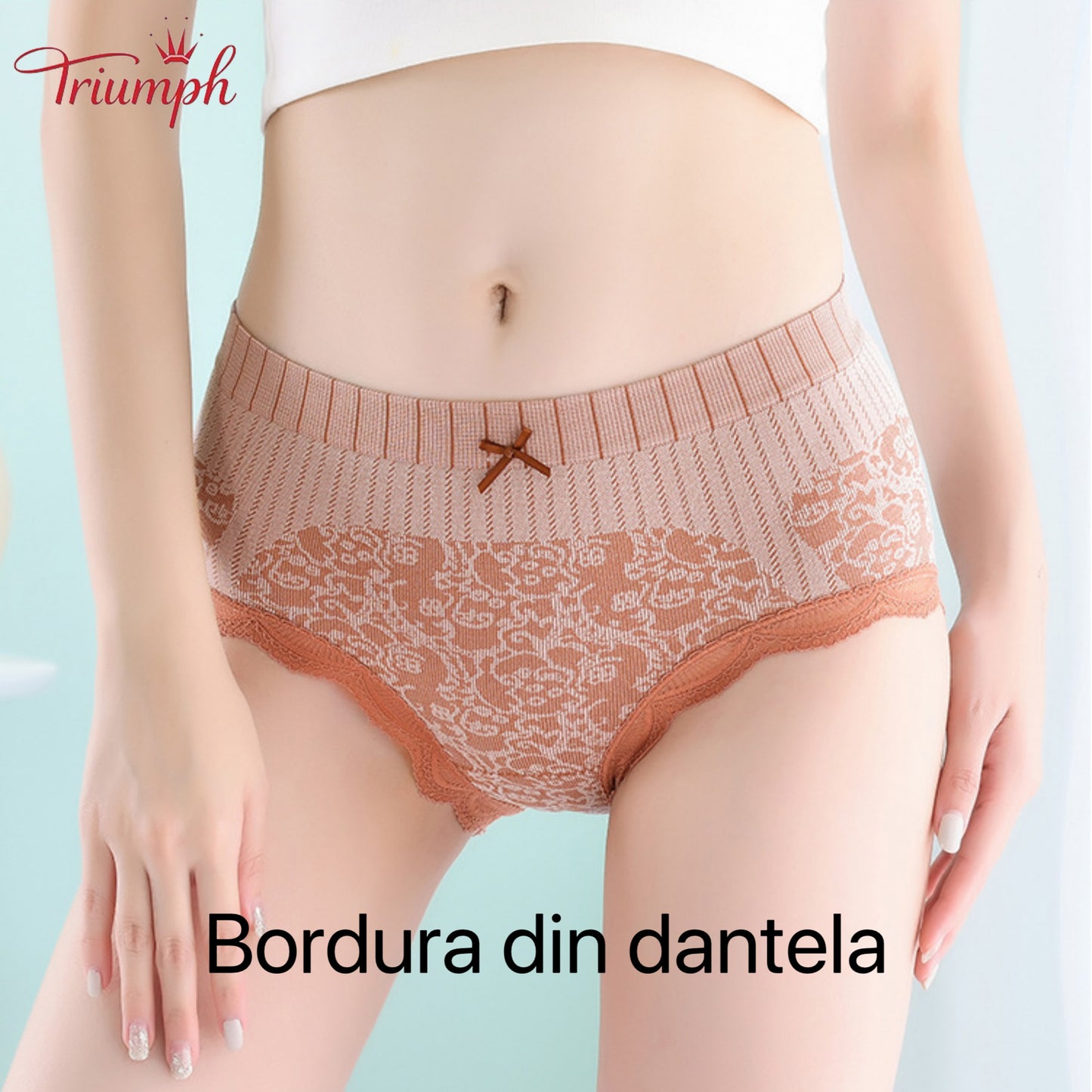 Triumph - Transport Gratuit，4 Perechi de Chiloți Confortabili și Respirabili cu Talie înaltă，Bordura din dantela