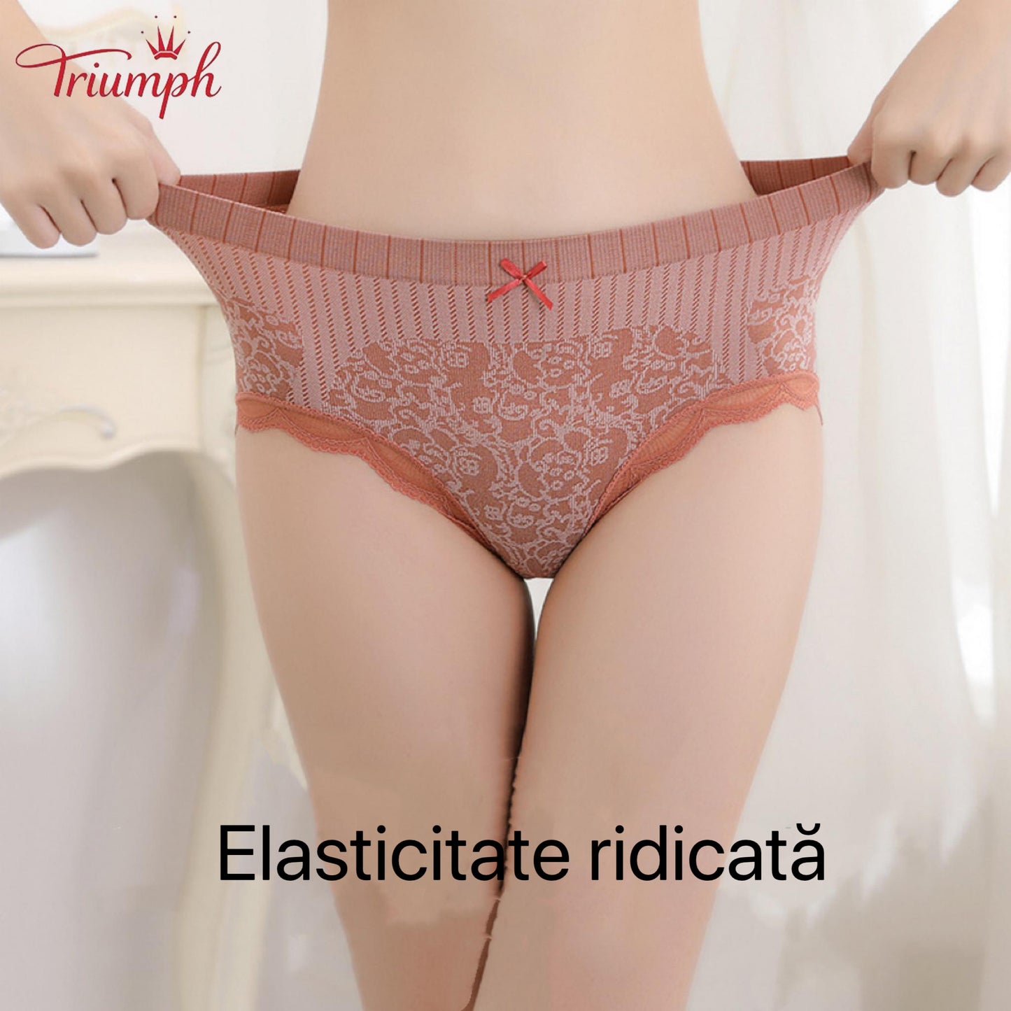 Triumph - Transport Gratuit，4 Perechi de Chiloți Confortabili și Respirabili cu Talie înaltă，Bordura din dantela