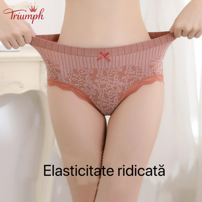 Triumph - Transport Gratuit，4 Perechi de Chiloți Confortabili și Respirabili cu Talie înaltă，Bordura din dantela