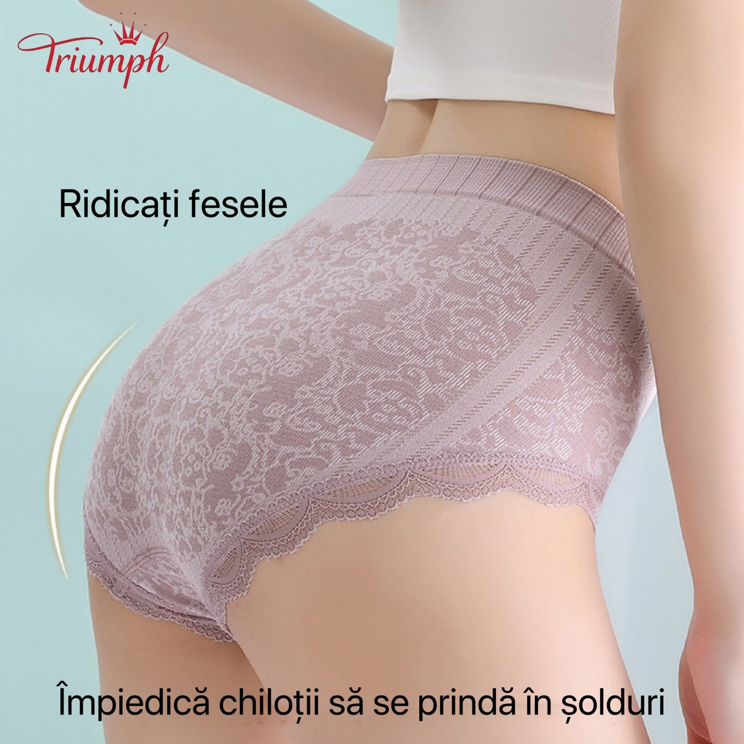 Triumph - Transport Gratuit，4 Perechi de Chiloți Confortabili și Respirabili cu Talie înaltă，Bordura din dantela