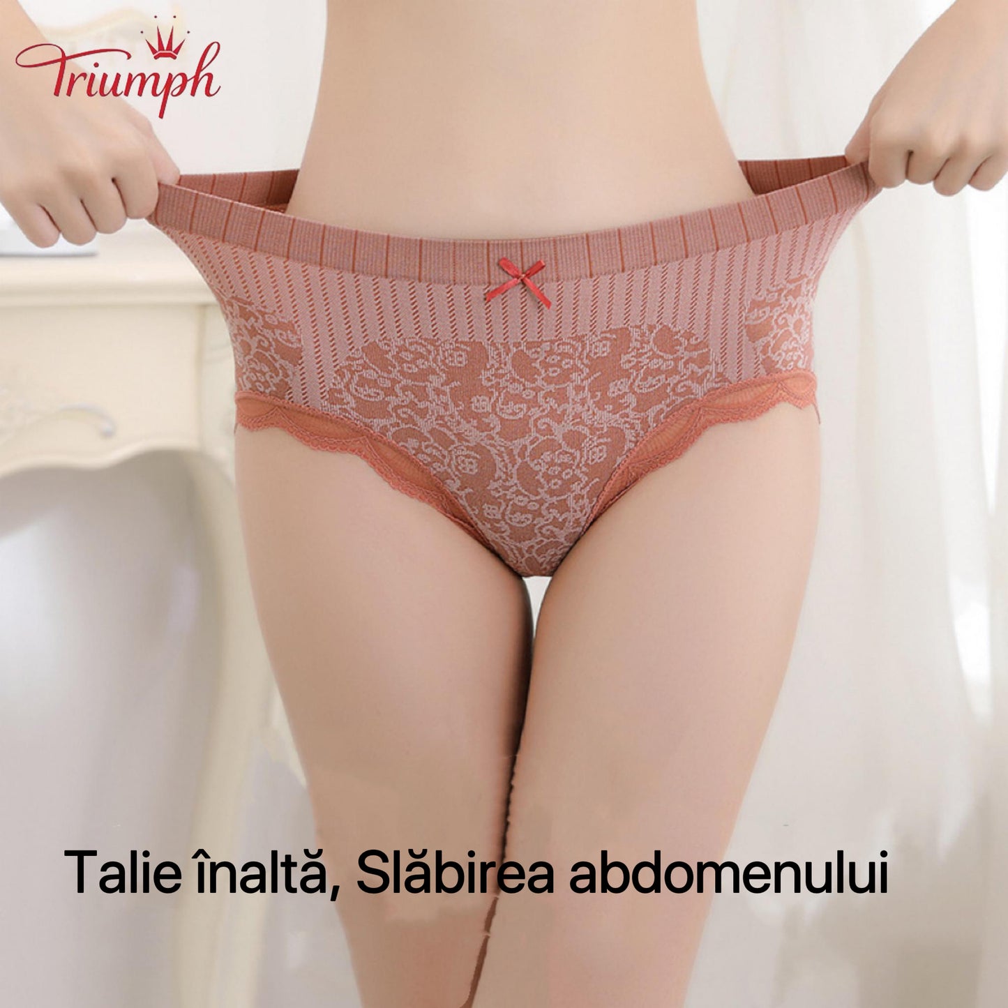 Triumph - Transport Gratuit，4 Perechi de Chiloți Confortabili și Respirabili cu Talie înaltă，Bordura din dantela