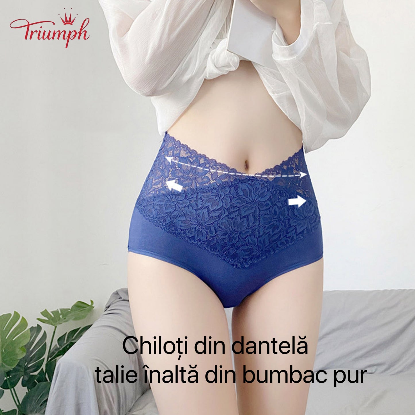 Triumph - Livrare Gratuită，Set de 4 Chiloți Din Dantelă cu Talie înaltă în Formă de V，Confortabil, Moale