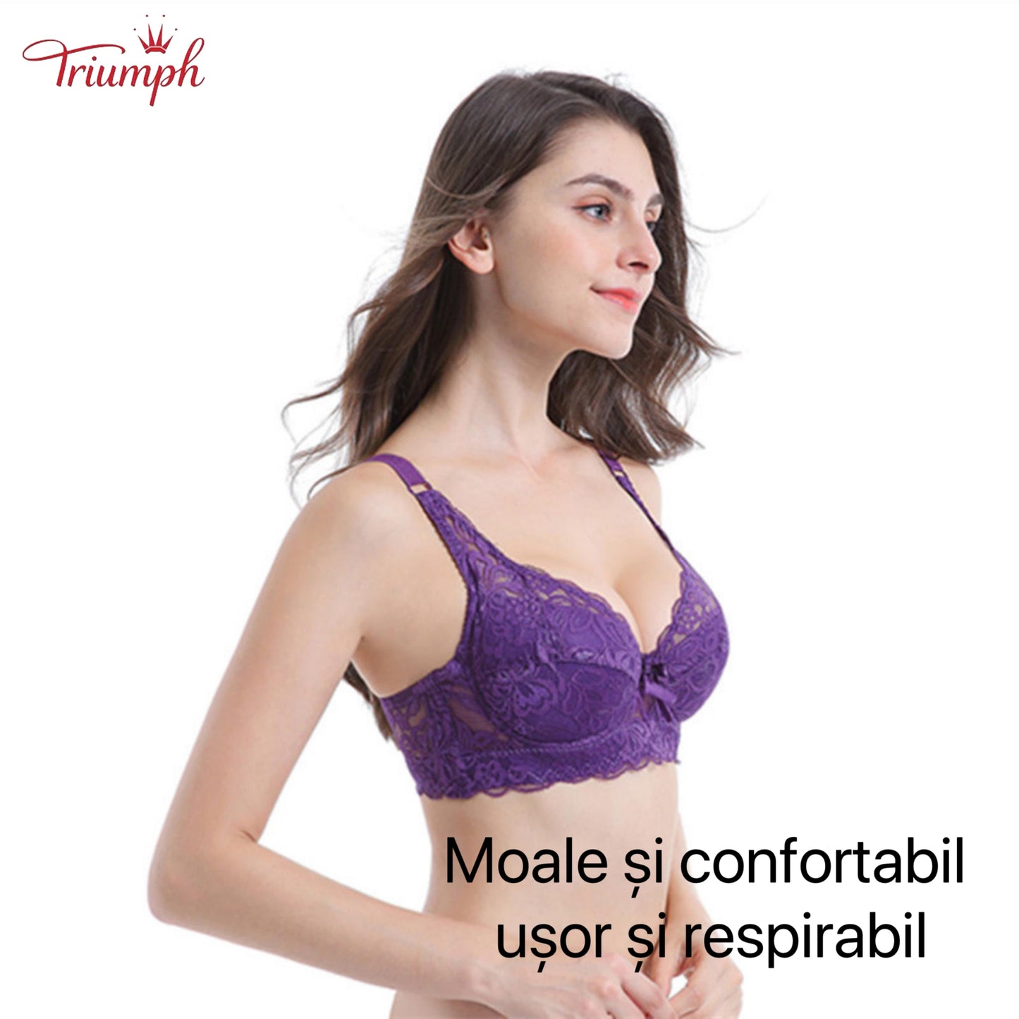 Triumph - Transport gratuit，Pachet de 3 Sutiene Push Up cu Dantela，Moale și Confortabil