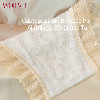WolBar Chiloți de Dantelă de Damă - Set de 4，Căptușeală din Bumbac，45-90 kg și Peste