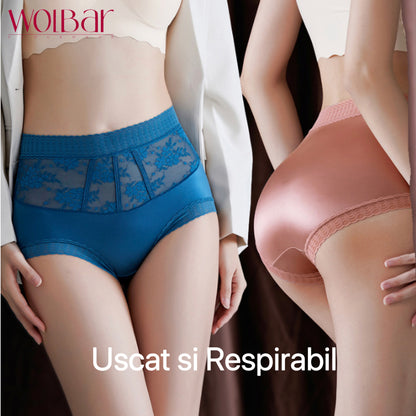 WolBar Chiloți de Dantelă de Damă - Set de 4，Căptușeală din Bumbac，45-90 kg și Peste