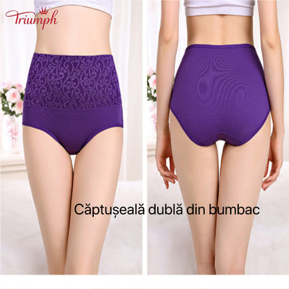 Triumph - Livrare Gratuită，Pachet de 4 Lenjerie Confortabilă，Suprafață Model Dantelă，Crotch din Bumbac cu Dublu Strat