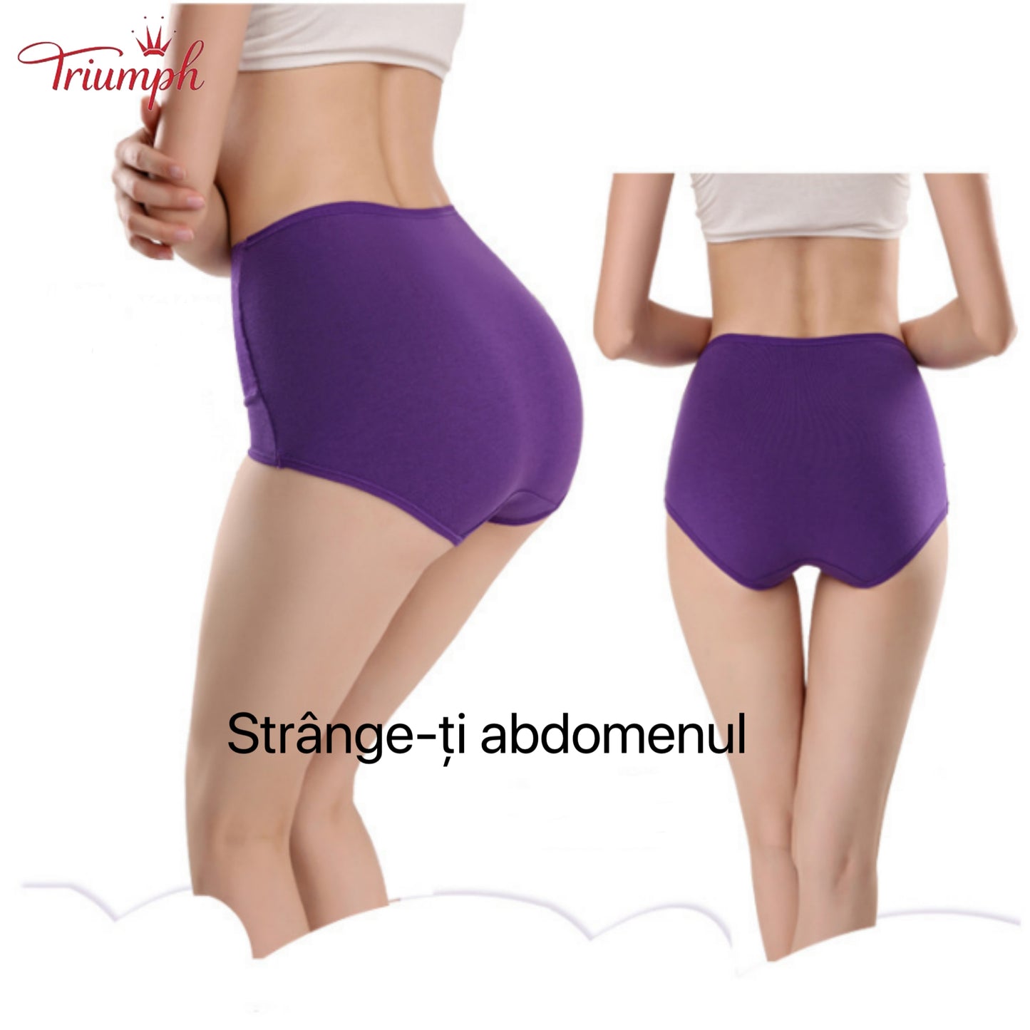 Triumph - Livrare Gratuită，Pachet de 4 Lenjerie Confortabilă，Suprafață Model Dantelă，Crotch din Bumbac cu Dublu Strat