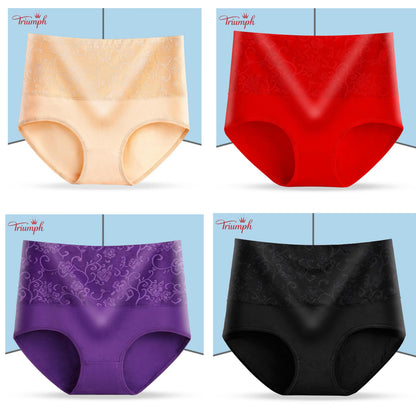 Triumph - Livrare Gratuită，Pachet de 4 Lenjerie Confortabilă，Suprafață Model Dantelă，Crotch din Bumbac cu Dublu Strat