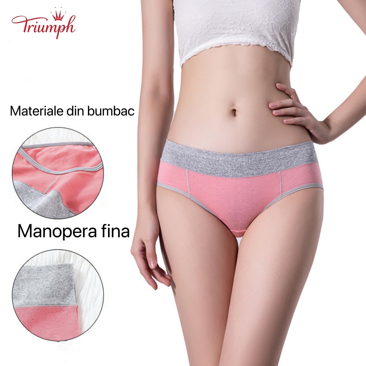Triumph - Set Lenjerie de Dama 4 Piese，Banda de Chiloți Foarte Elastică , Potrivit Pentru 40-110 KG