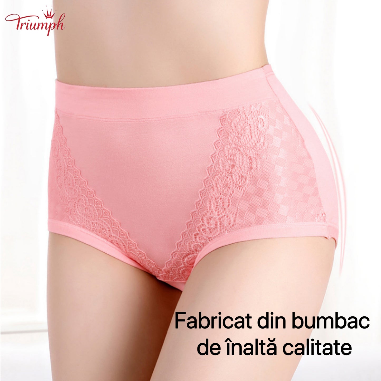 Triumph - 4 Piese De Lenjerie Din Bumbac Pur, Transport Gratuit, Control Burtica, Ridicare Feselor