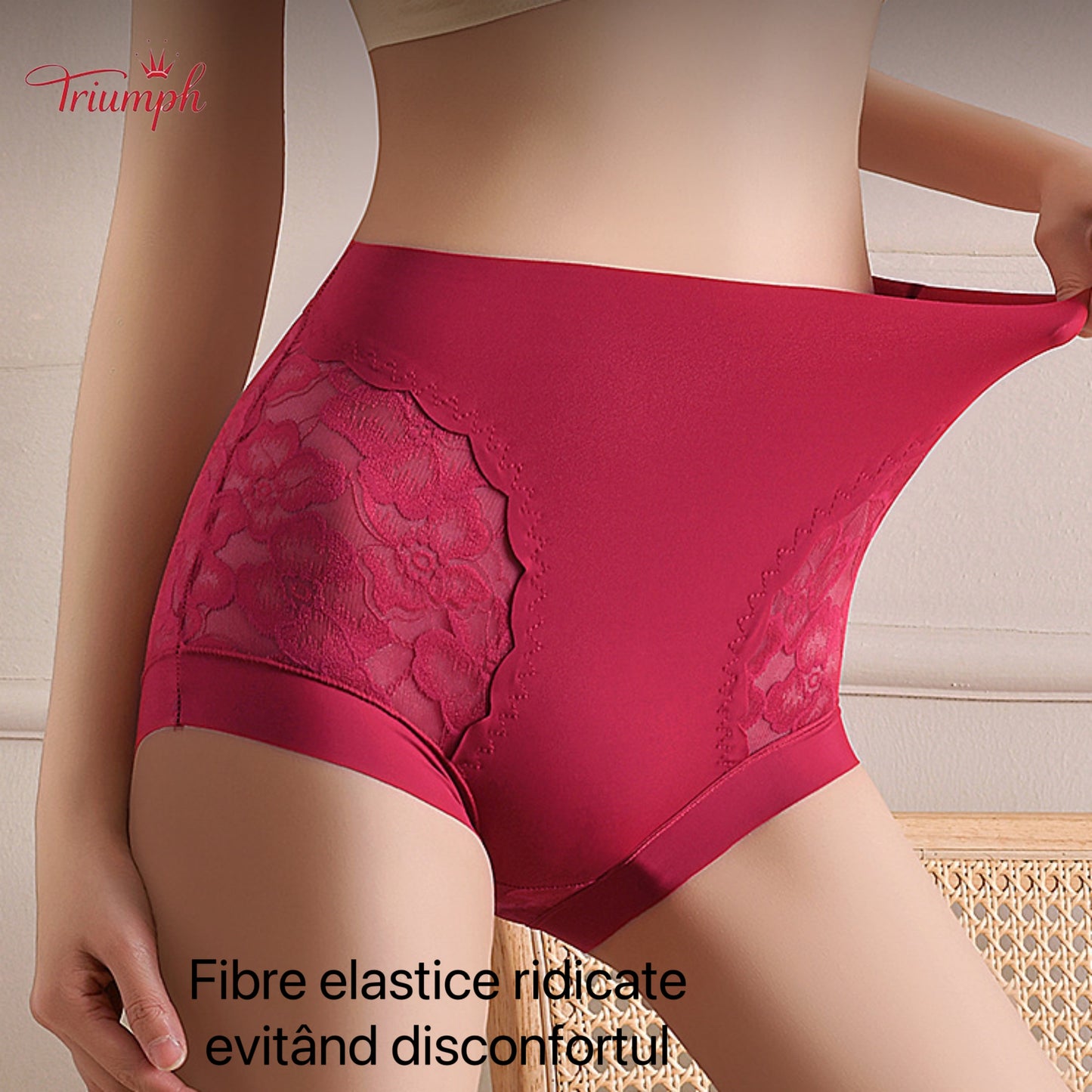 Triumph - Transport Gratuit. Set de 4. Chiloți cu Talie înaltă Din Dantelă de înaltă Calitate