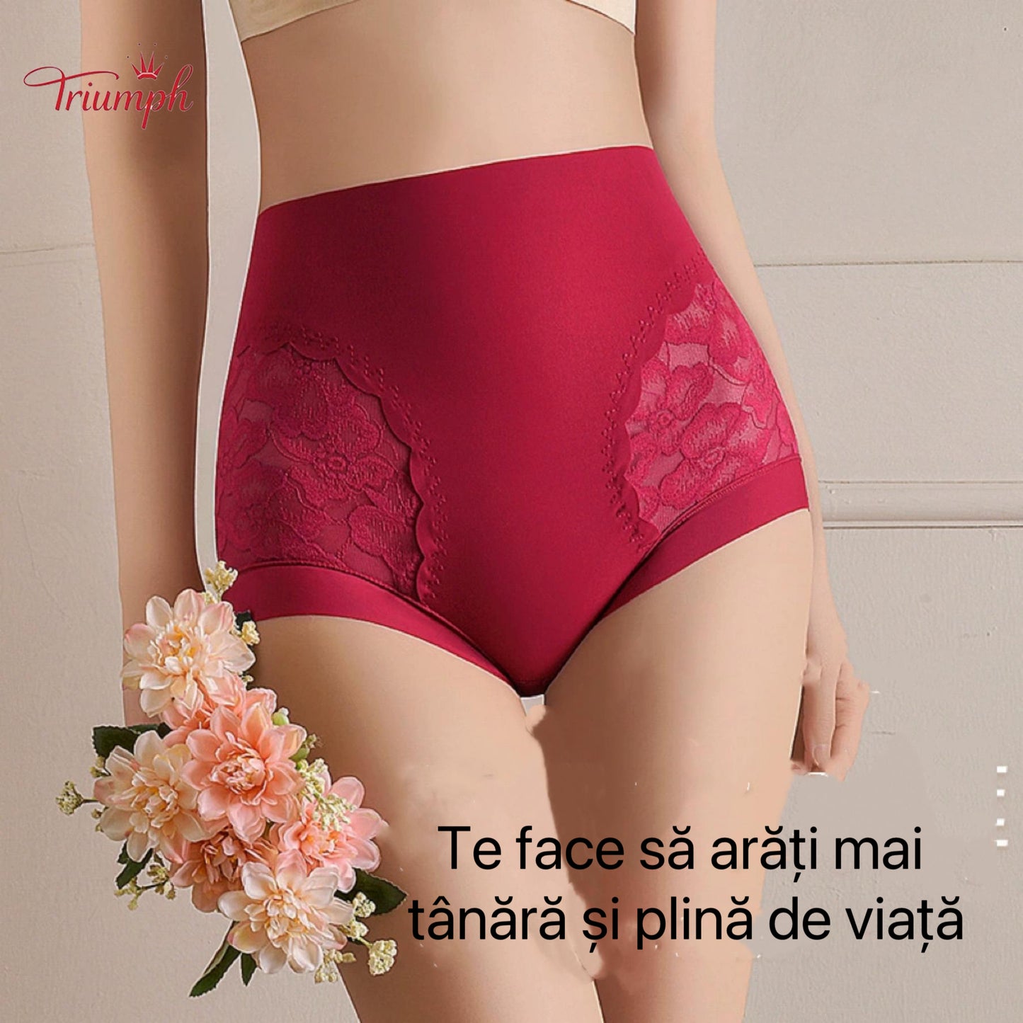 Triumph - Transport Gratuit. Set de 4. Chiloți cu Talie înaltă Din Dantelă de înaltă Calitate