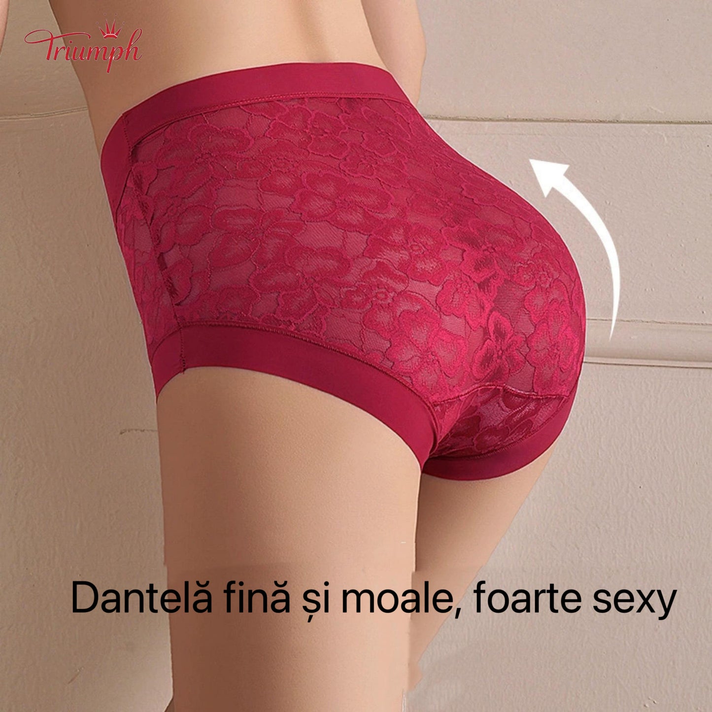 Triumph - Transport Gratuit. Set de 4. Chiloți cu Talie înaltă Din Dantelă de înaltă Calitate