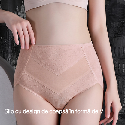 Triumph - Set de 4 Chiloți Premium Din Bumbac cu Talie înaltă, Cu Imprimeu Drăguț de Stea, Livrare Gratuită