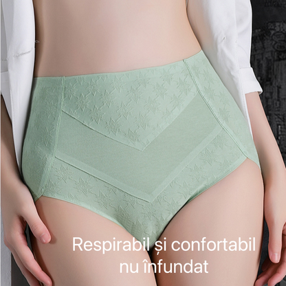 Triumph - Set de 4 Chiloți Premium Din Bumbac cu Talie înaltă, Cu Imprimeu Drăguț de Stea, Livrare Gratuită