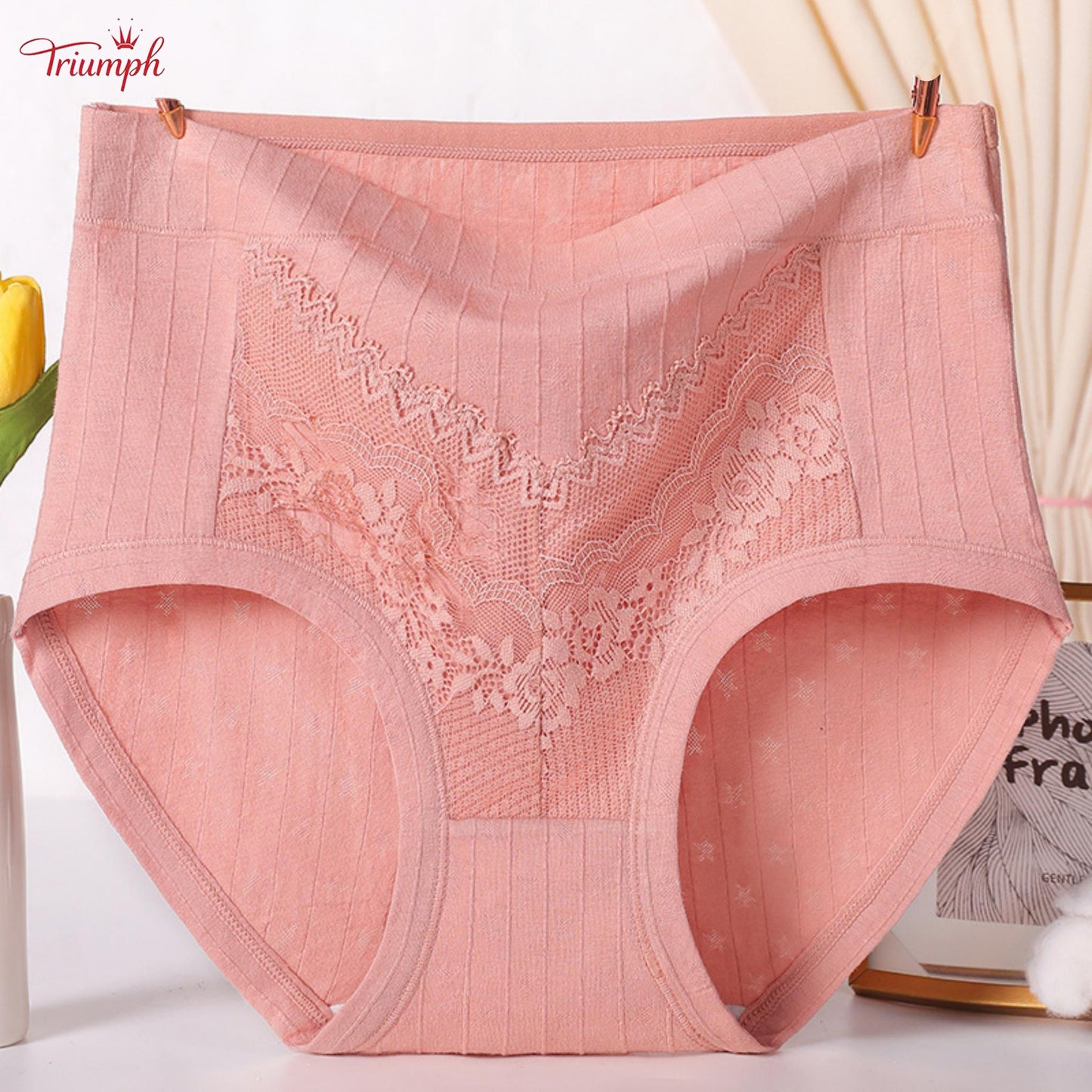 Triumph - 4 Piese De Lenjerie Din Bumbac Pur,  Transport Gratuit, Dungi, Moi