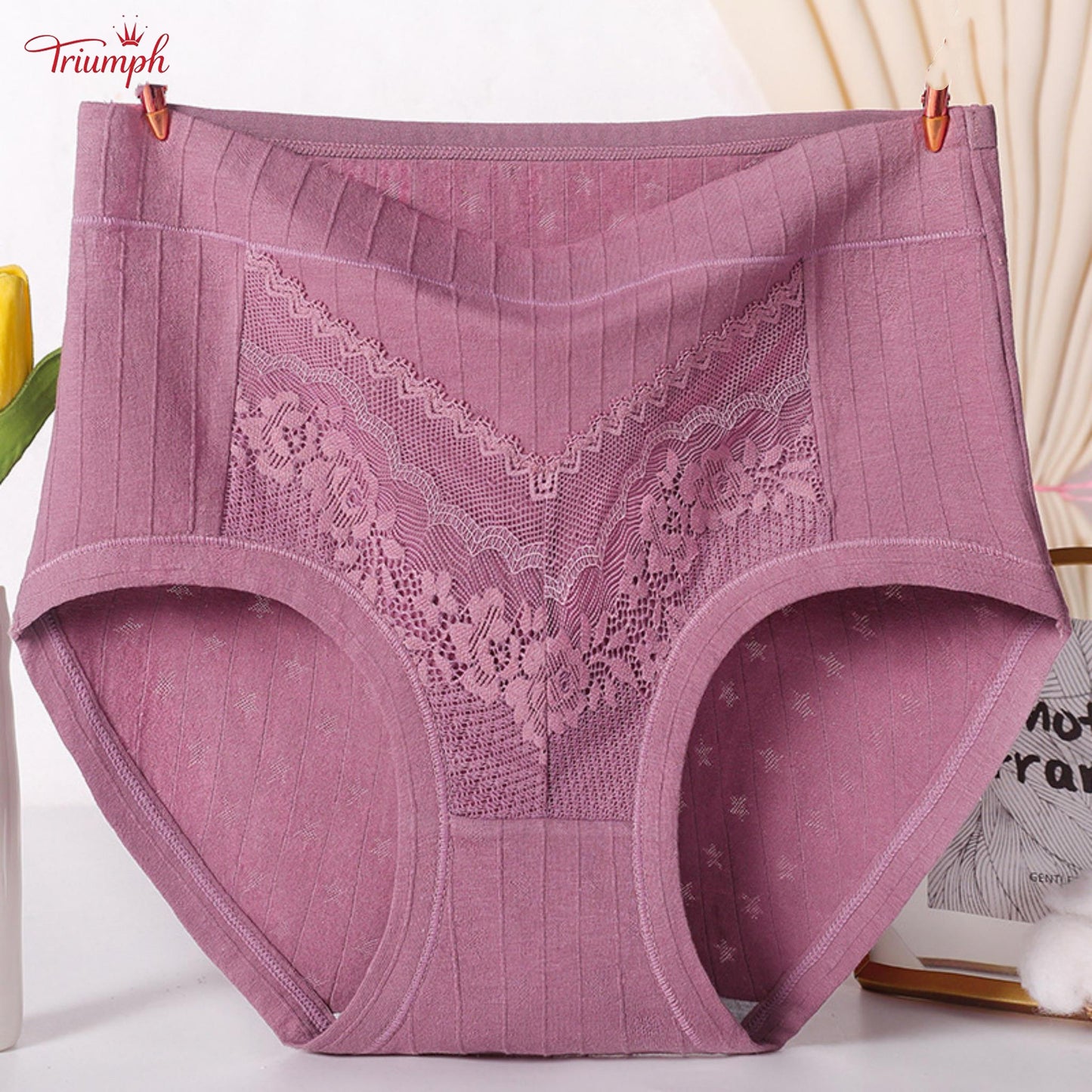 Triumph - 4 Piese De Lenjerie Din Bumbac Pur,  Transport Gratuit, Dungi, Moi