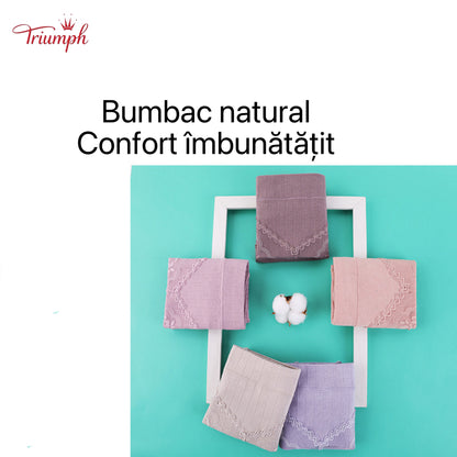 Triumph - 4 Piese De Lenjerie Din Bumbac Pur,  Transport Gratuit, Dungi, Moi
