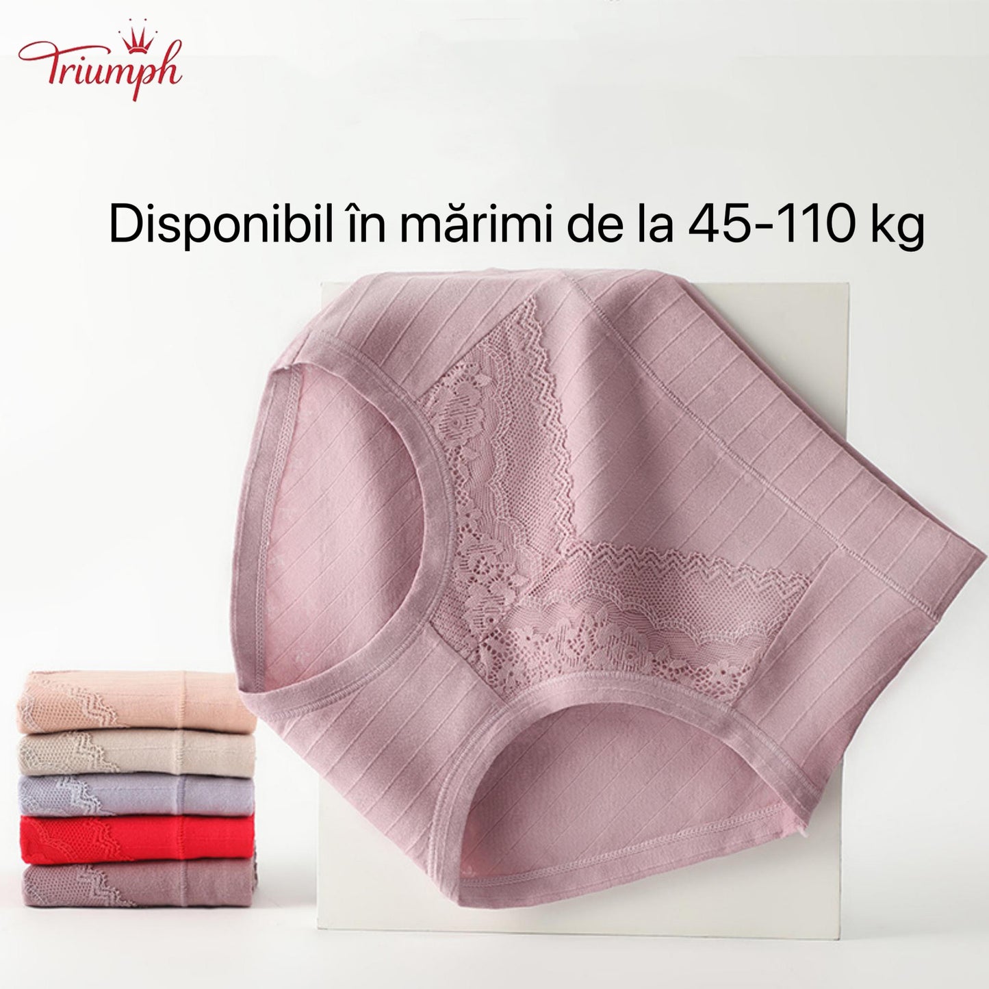 Triumph - 4 Piese De Lenjerie Din Bumbac Pur,  Transport Gratuit, Dungi, Moi