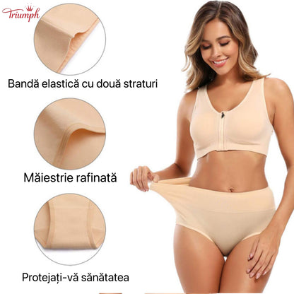 Triumph - 4 Piese De Lenjerie Din Bumbac Pur, Transport Gratuit, Control Burtica, Ridicare Feselor