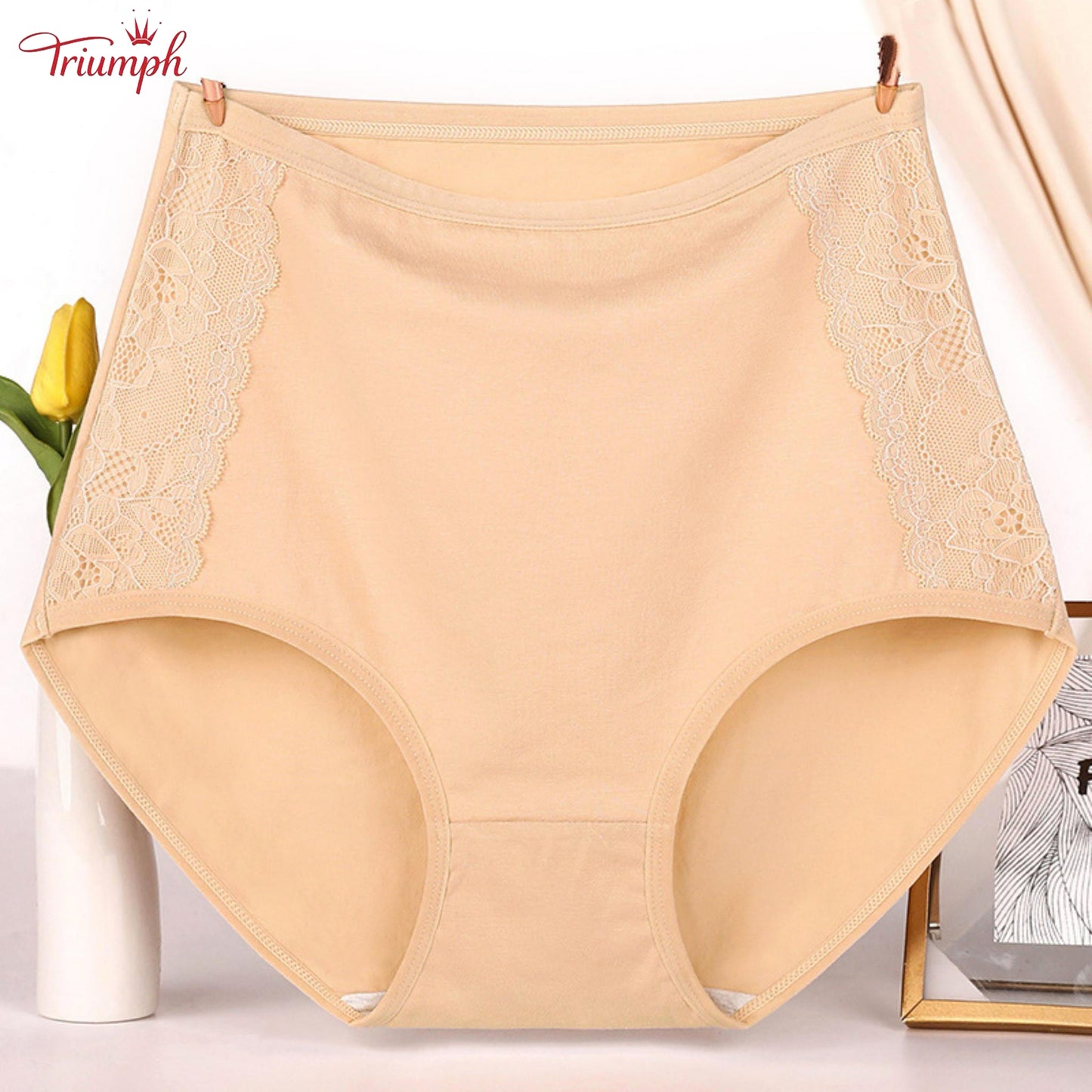 Triumph - Chiloți Din Bumbac cu Talie înaltă, Pachet de 4, Livrare Gratuită. Strânge Abdomenul. Lifting Fesier.