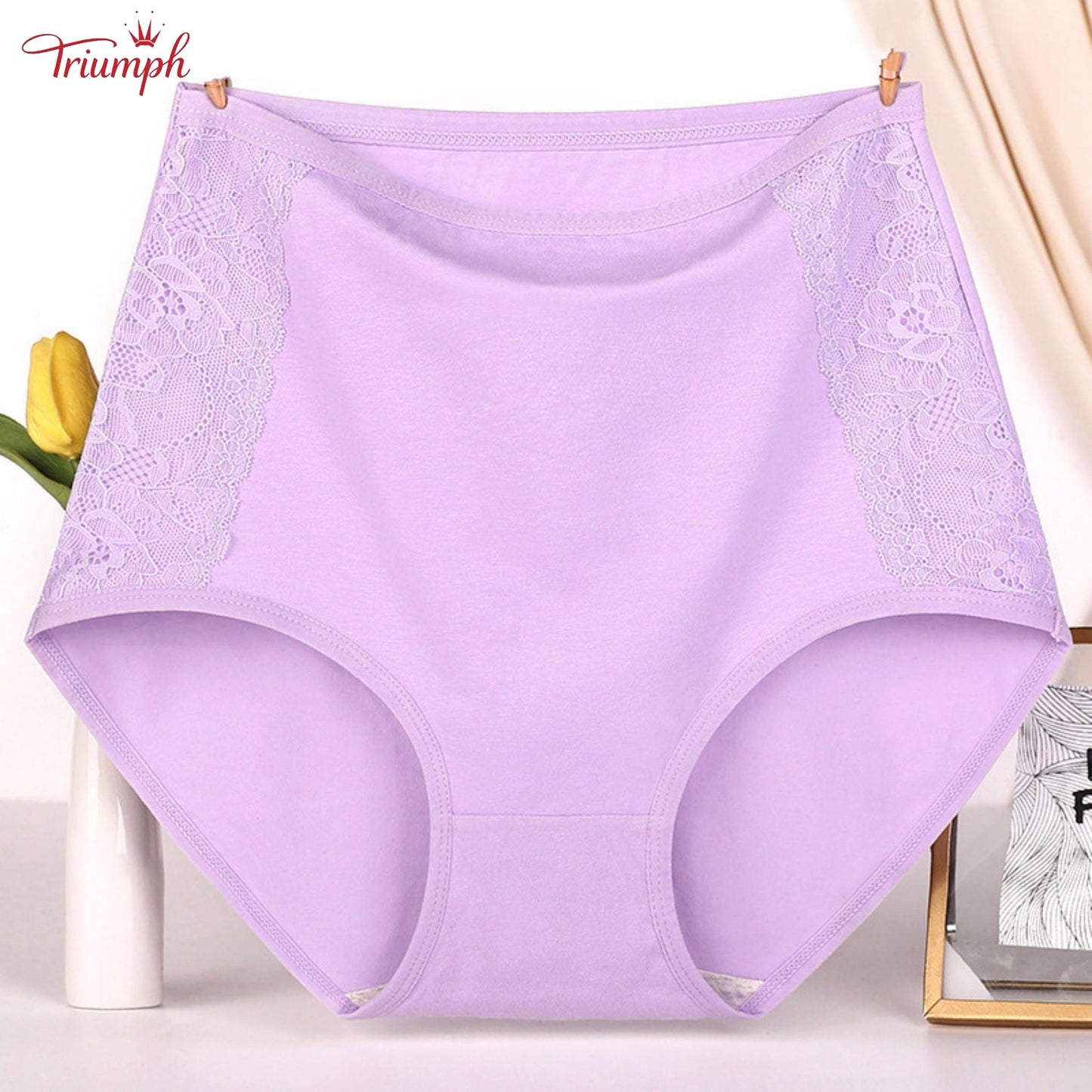 Triumph - Chiloți Din Bumbac cu Talie înaltă, Pachet de 4, Livrare Gratuită. Strânge Abdomenul. Lifting Fesier.