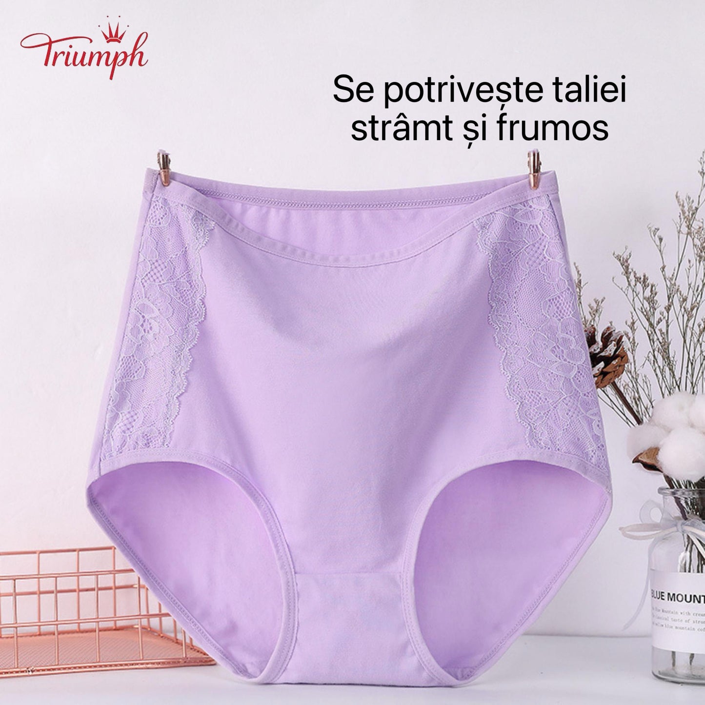 Triumph - Chiloți Din Bumbac cu Talie înaltă, Pachet de 4, Livrare Gratuită. Strânge Abdomenul. Lifting Fesier.