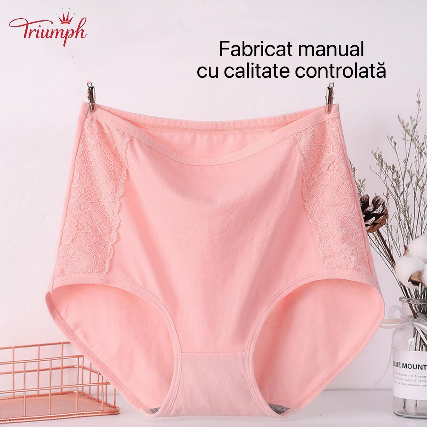 Triumph - Chiloți Din Bumbac cu Talie înaltă, Pachet de 4, Livrare Gratuită. Strânge Abdomenul. Lifting Fesier.