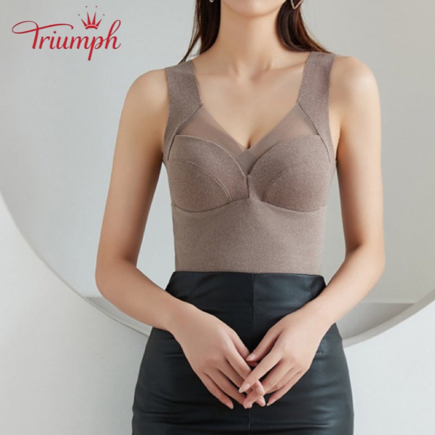 Triumph-Livrare Gratuită,Pachet de 3 Lenjerie Termică，Plus Catifea Tine de Cald，Super elastic，Cu Pernuță Pentru Piept