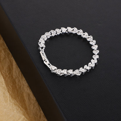Brăţară simplă Brăţară cu diamante naturale, cristal, zirconiu cubic, argint, aur, roz, aur, ornament.
