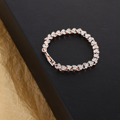 Brăţară simplă Brăţară cu diamante naturale, cristal, zirconiu cubic, argint, aur, roz, aur, ornament.
